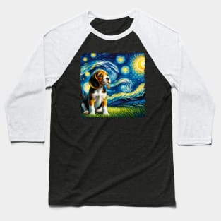Starry Beagle Portrait - Dog Portrait Baseball T-Shirt